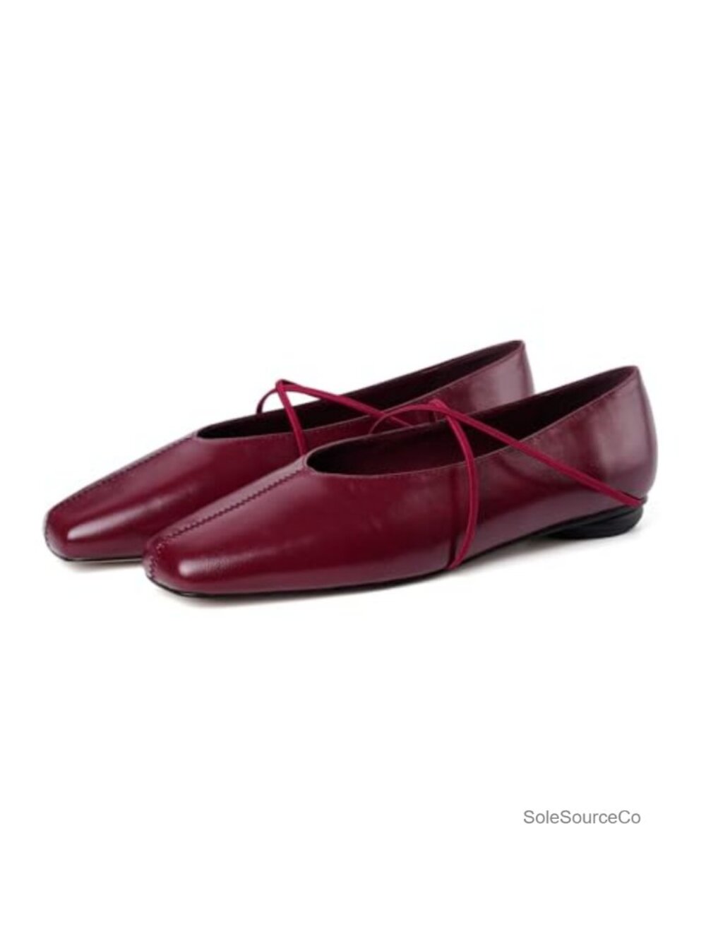Women's Square Toe Ballet Flats Criss Cross Strap Mary Jane Slip On Shoes